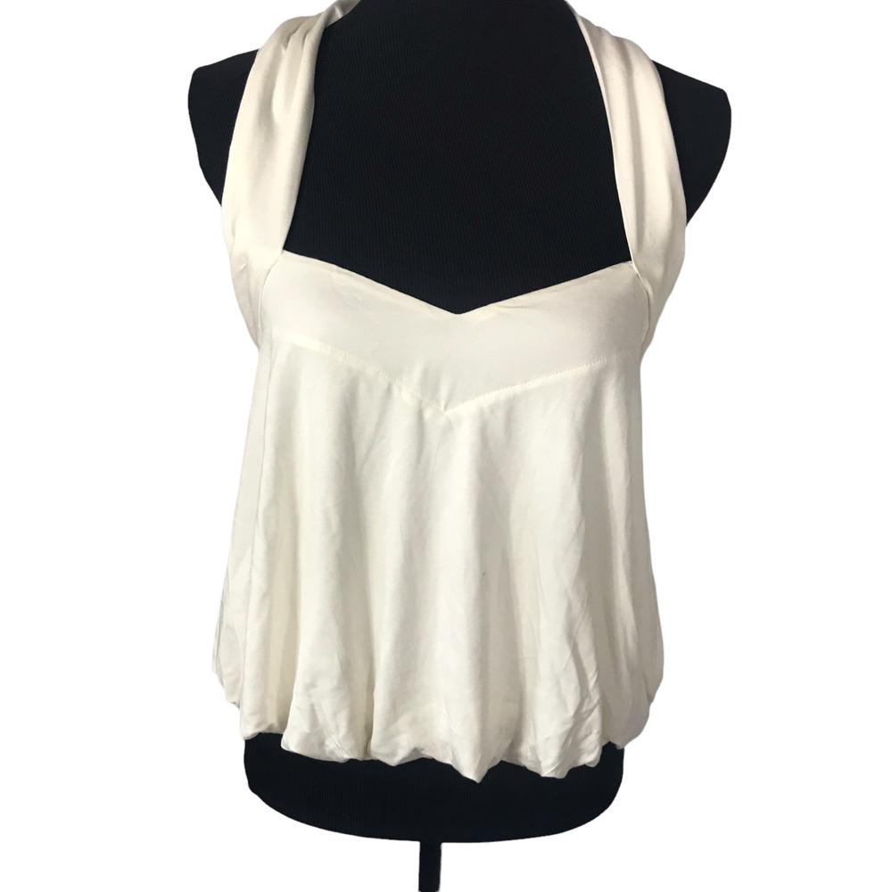 Free People Womens Milk Blossom Cece Halter Top S Ivory Cream Viscose Crop New